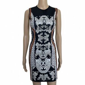 Clover Canyon Baroque Print Scuba Bodycon Dress - Black/White